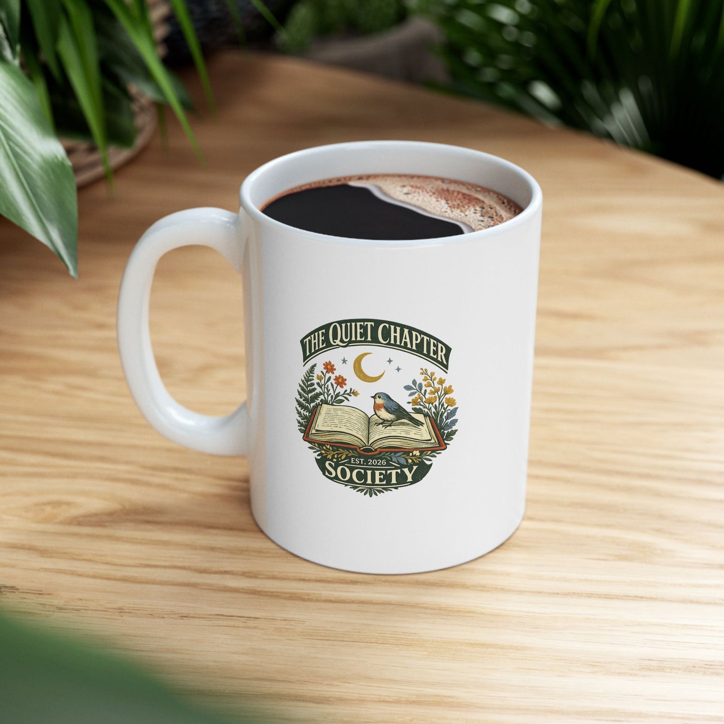 Quiet Chapter Society Mug – Vintage Reading Club Coffee Cup