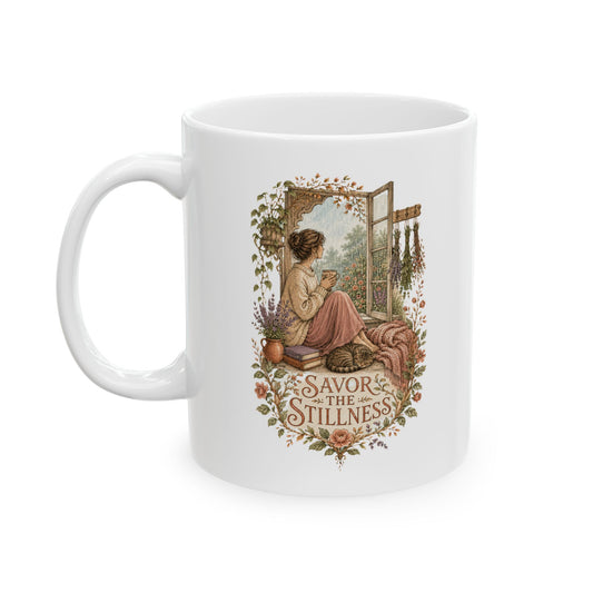 Savor the Stillness Mug – Vintage Cottagecore Ceramic Cup (11oz & 15oz) - Mug - Image 2