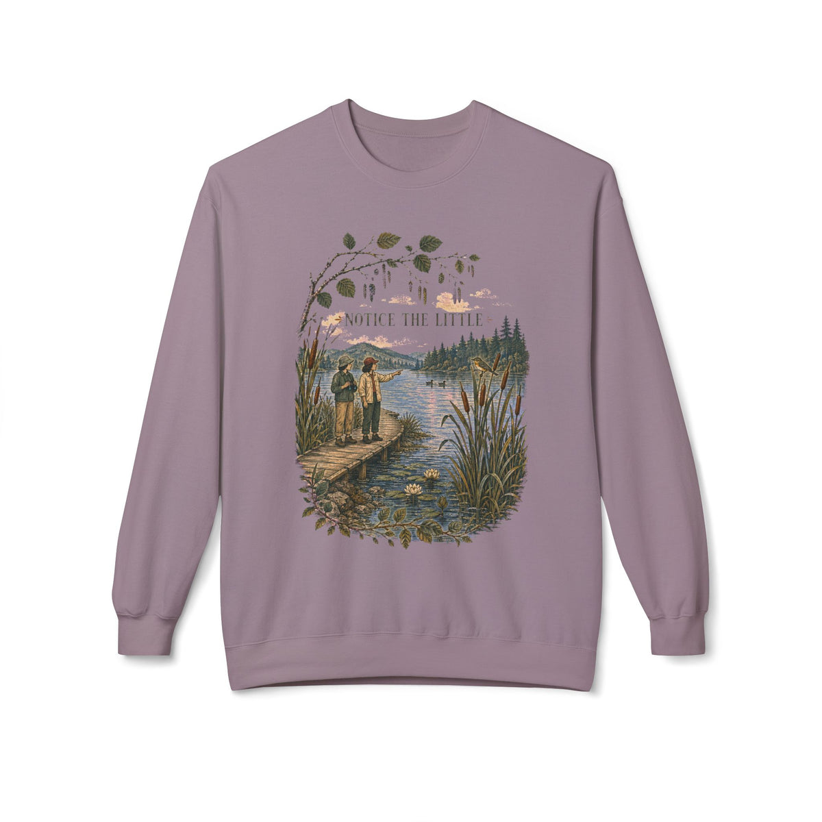 Notice the Little Things Unisex Crewneck Sweatshirt — Vintage Scenic Lake Design - Sweatshirt - Image 8