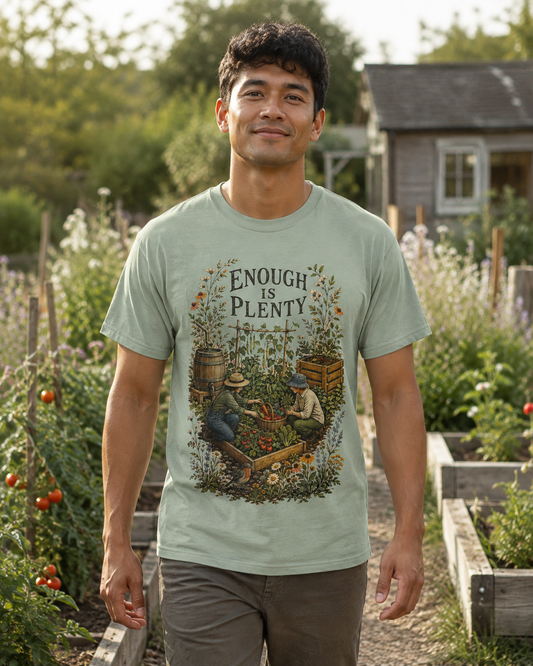 Enough Is Plenty Unisex T-Shirt — Vintage Garden & Harvest Graphic Tee - T-Shirt - Image 2