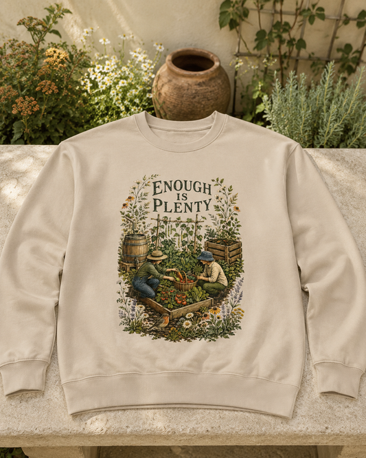 Enough Is Plenty Unisex Sweatshirt — Vintage Garden & Harvest Crewneck - Sweatshirt - Image 2
