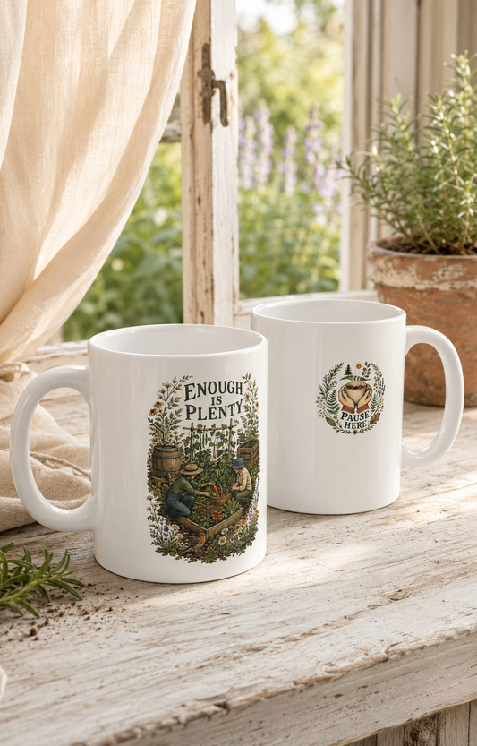 Enough Is Plenty Ceramic Mug — Double-Sided Garden Coffee Cup (11oz ) - Mug - Image 2