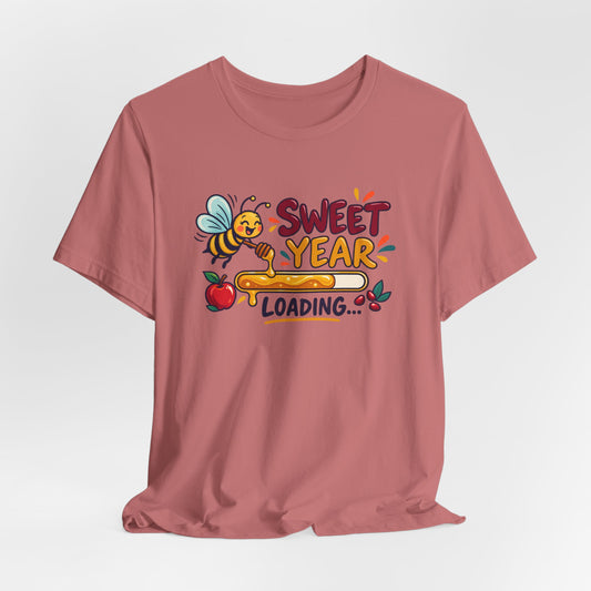 Sweet Year Loading… Unisex T-Shirt — Cute Bee, Honey & New Year Graphic Tee - T-Shirt - Image 2