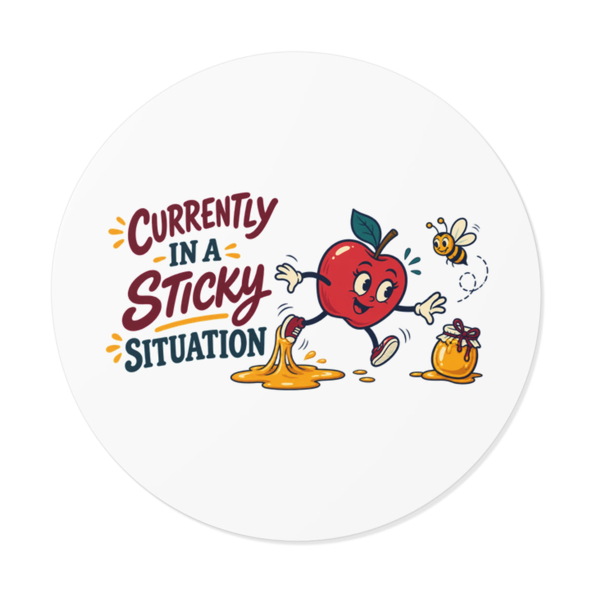 Currently in a Sticky Situation Sticker — Funny Apple & Honey Vinyl Decal, 2×2 Inch - Paper products - Image 4