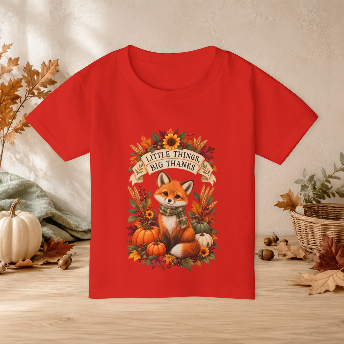 Little Things, Big Thanks Toddler Thanksgiving Fox T-Shirt - Kids clothes - Image 7