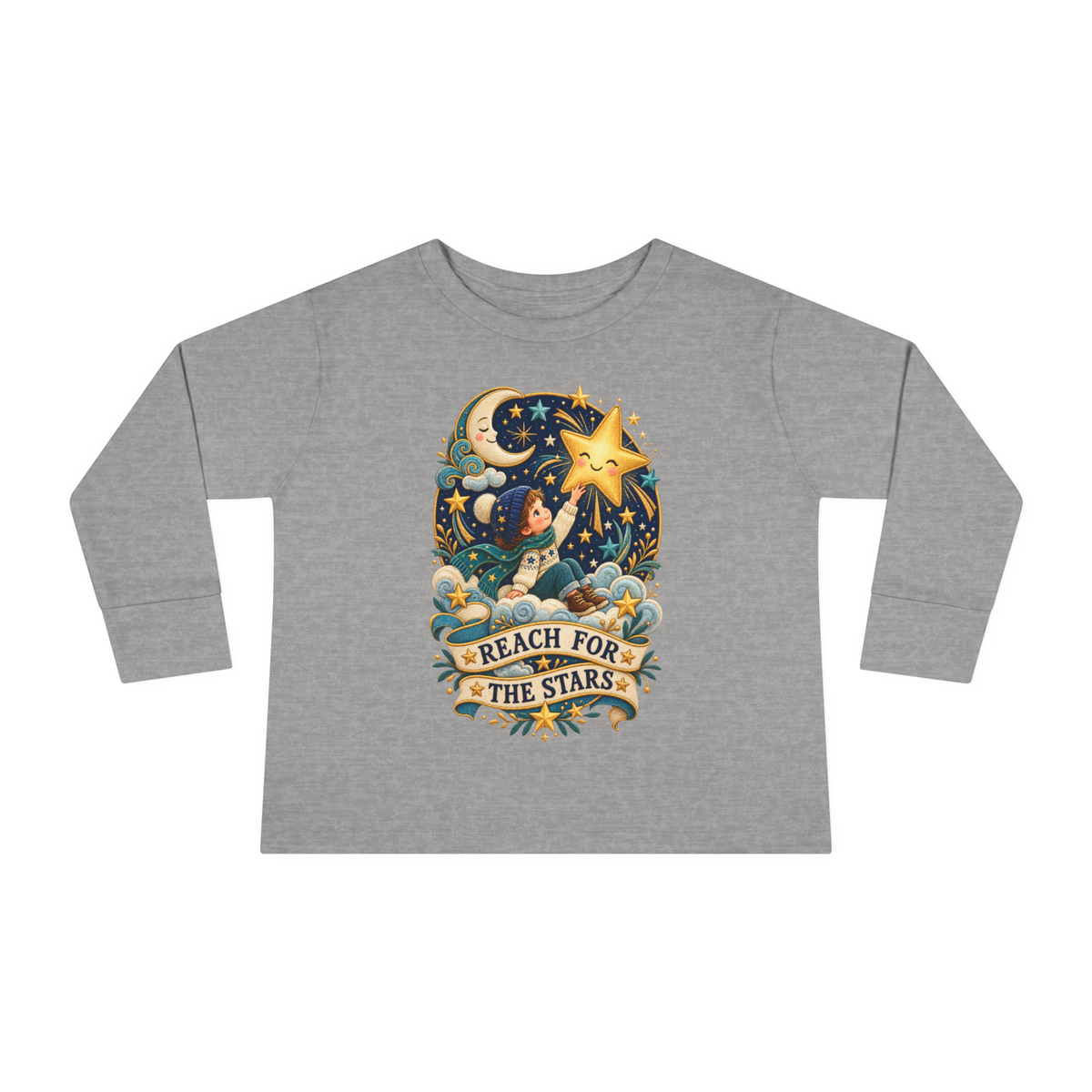 Reach for the Stars Toddler Long Sleeve Shirt – Celestial Moon & Stars Tee - Kids clothes - Image 9