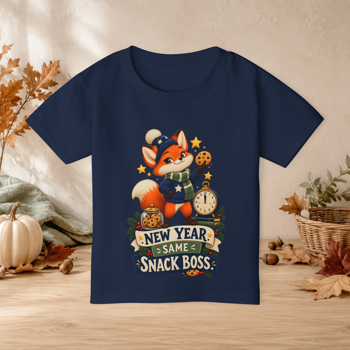 Kids’ “New Year, Same Snack Boss” T-Shirt — Funny Unisex Fox New Year Tee - Kids clothes - Image 8