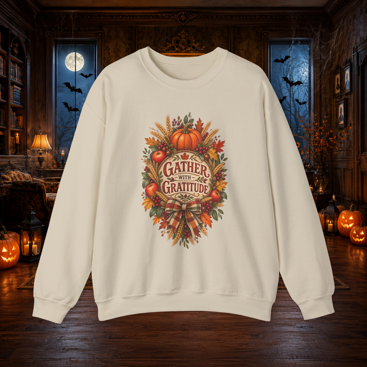 Unisex Adult Crewneck Sweatshirt – Gather with Gratitude Thanksgiving Design - Sweatshirt - Image 7