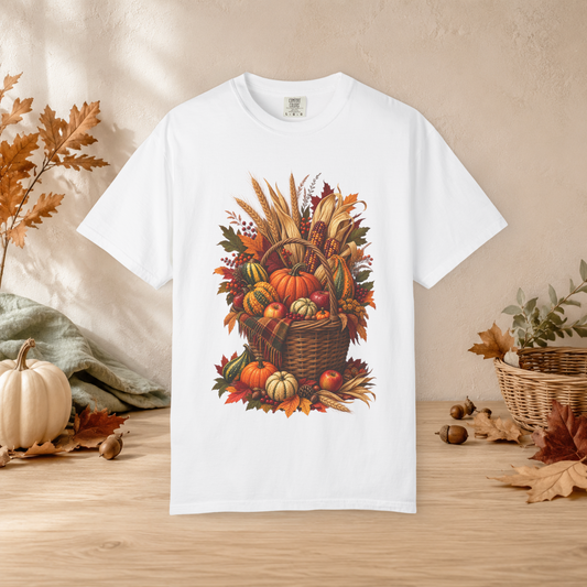 Unisex Thanksgiving T-Shirt – Vintage Harvest Cornucopia Fall Graphic Tee - T-Shirt - Image 2