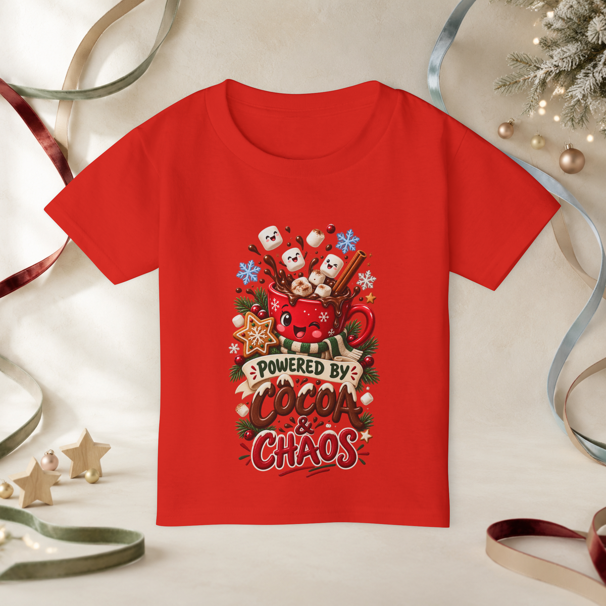 Unisex Toddler T-Shirt — “Powered by Cocoa & Chaos” Christmas Hot Chocolate Tee - Kids clothes - Image 7