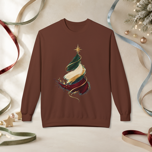 Unisex Adult Christmas Crewneck Sweatshirt – Abstract Brushstroke Tree - Sweatshirt - Image 2