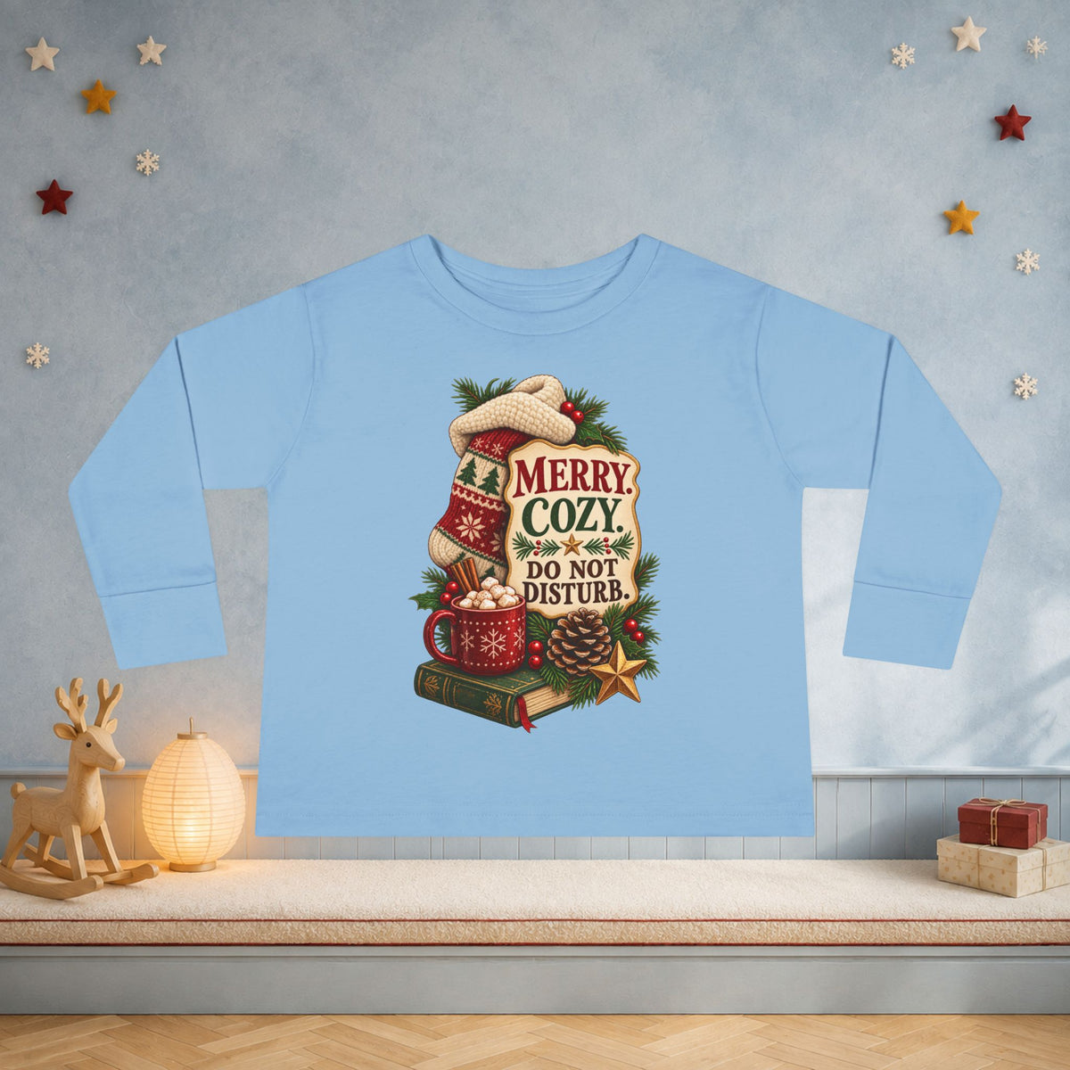 Merry & Cozy Toddler Christmas Long Sleeve Shirt – Do Not Disturb Holiday Tee - Kids clothes - Image 3