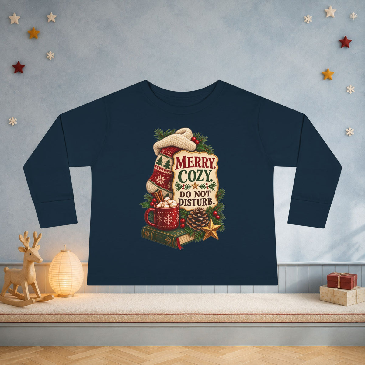 Merry & Cozy Toddler Christmas Long Sleeve Shirt – Do Not Disturb Holiday Tee - Kids clothes - Image 6