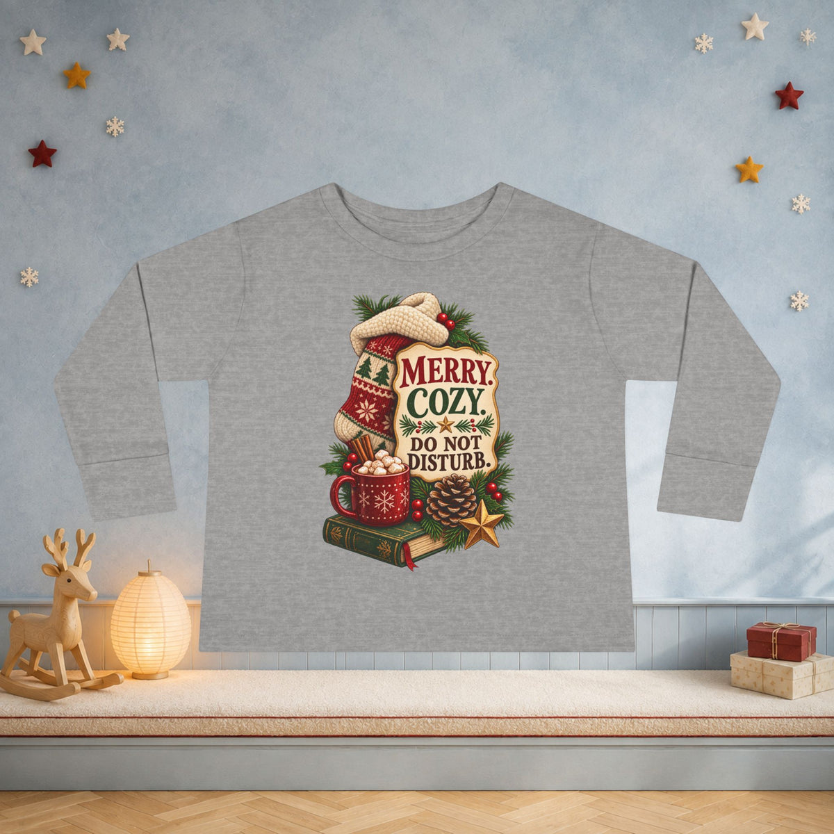 Merry & Cozy Toddler Christmas Long Sleeve Shirt – Do Not Disturb Holiday Tee - Kids clothes - Image 2