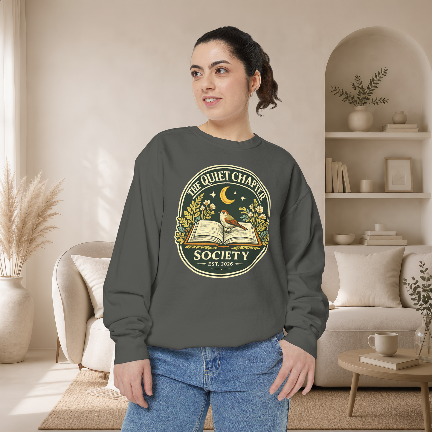 The Quiet Chapter Society Sweatshirt — Cozy Book Lover Crewneck