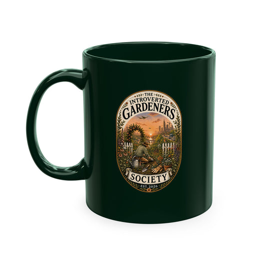 Gardener's Society Ceramic Mug — Introverted Gardeners Vintage Emblem