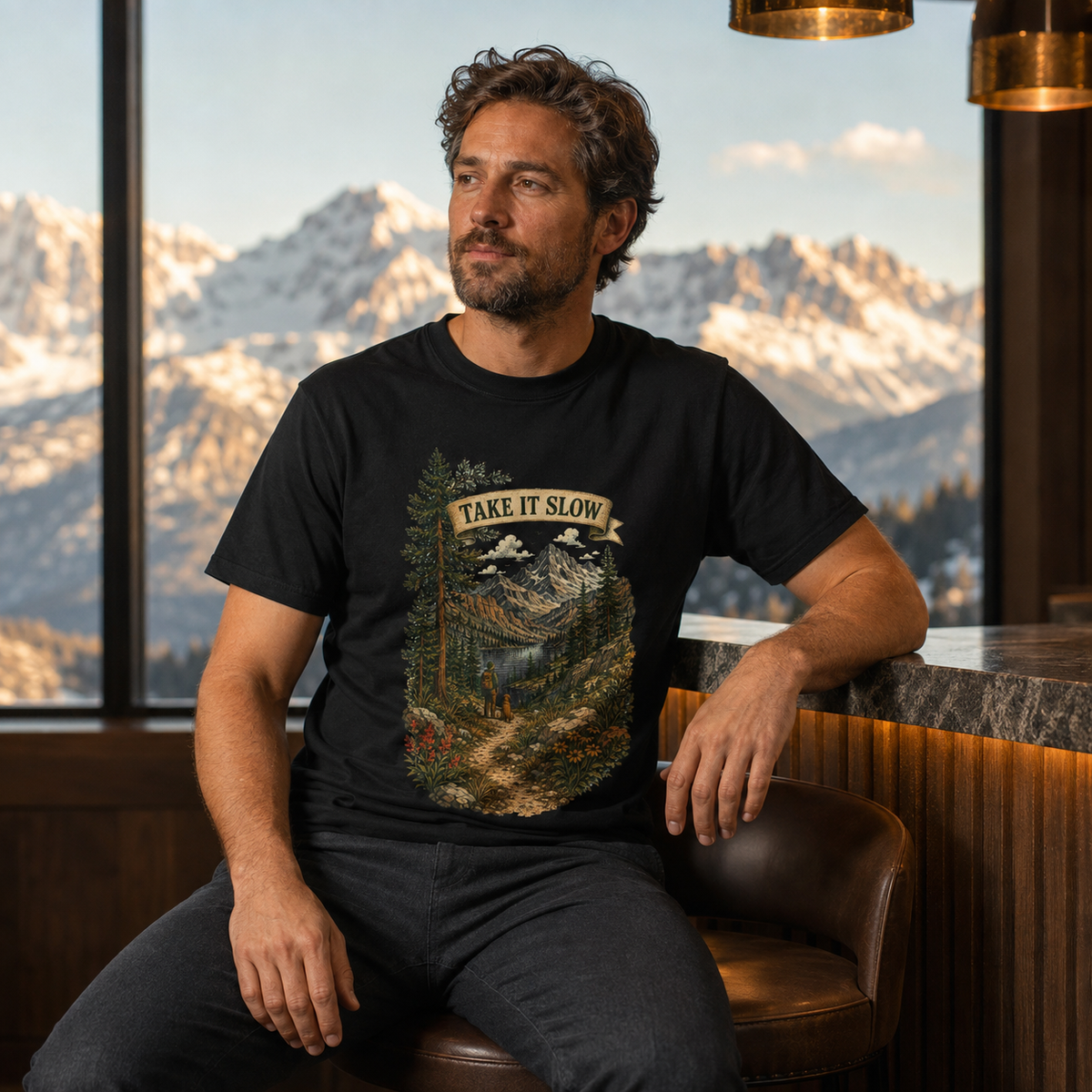 Take It Slow T-Shirt — Vintage Mountain Hiking Tee - T-Shirt - Image 3