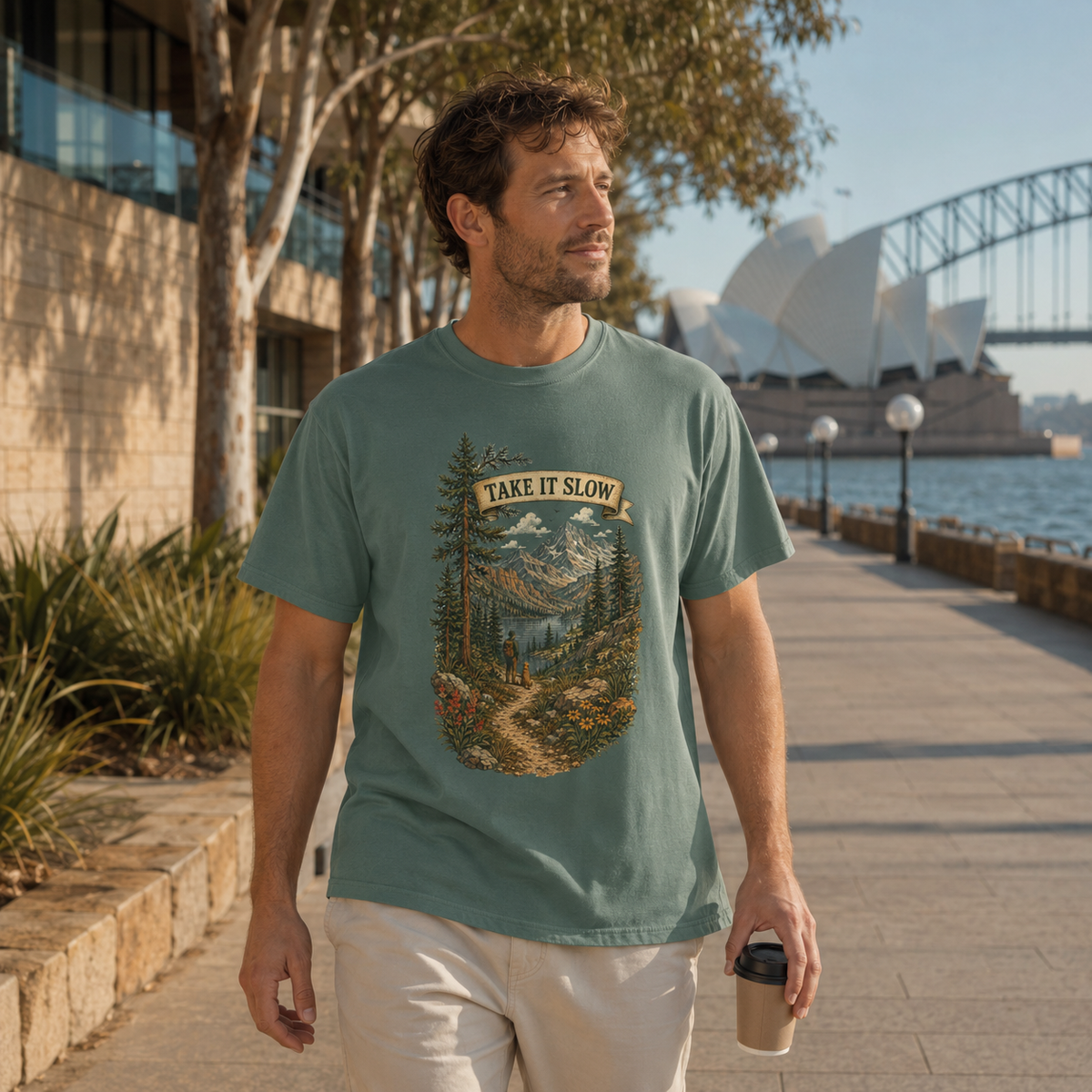 Take It Slow T-Shirt — Vintage Mountain Hiking Tee - T-Shirt - Image 2