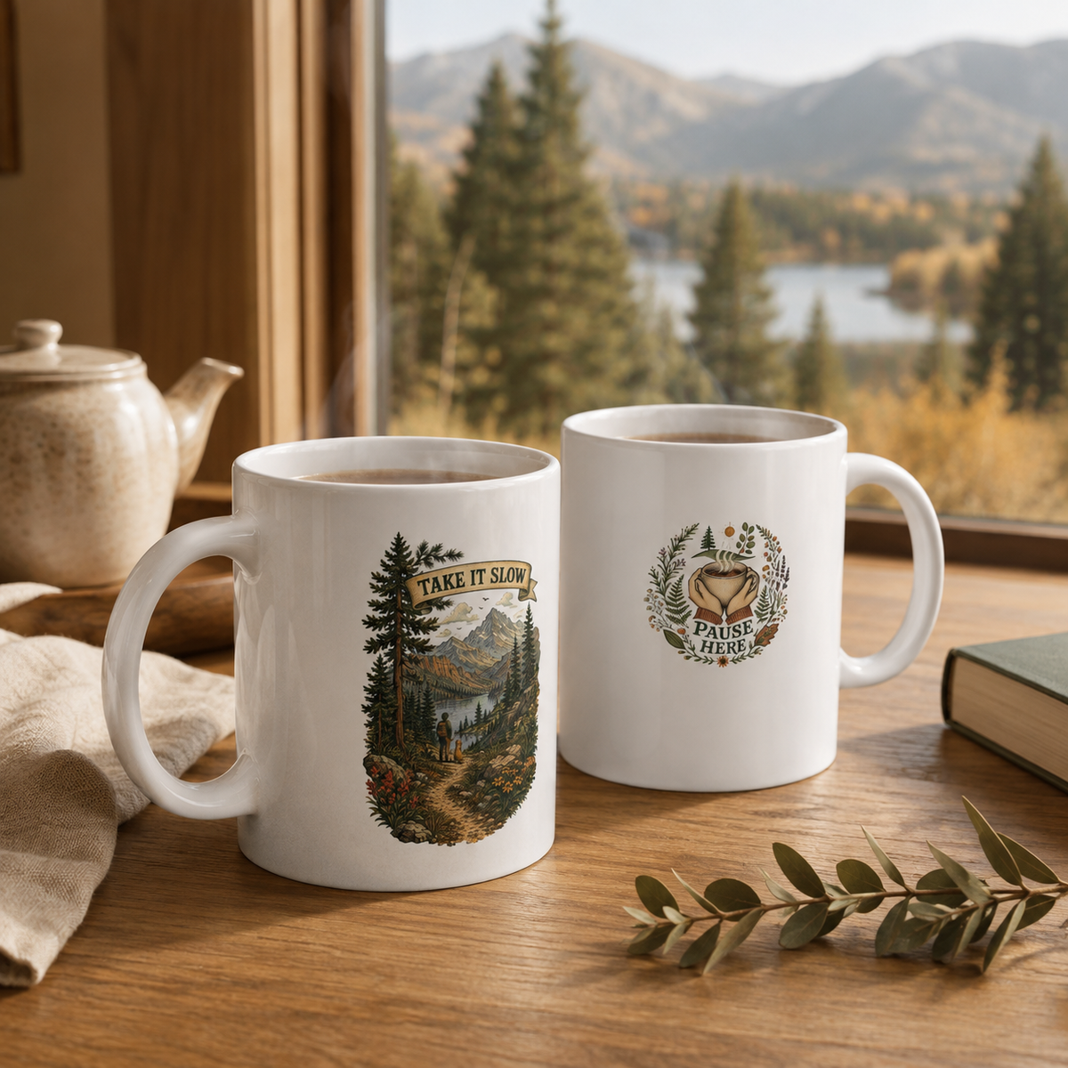 Take It Slow Mountain Mug — Vintage Hiking Coffee Cup (11oz & 15oz) - Mug - Image 1