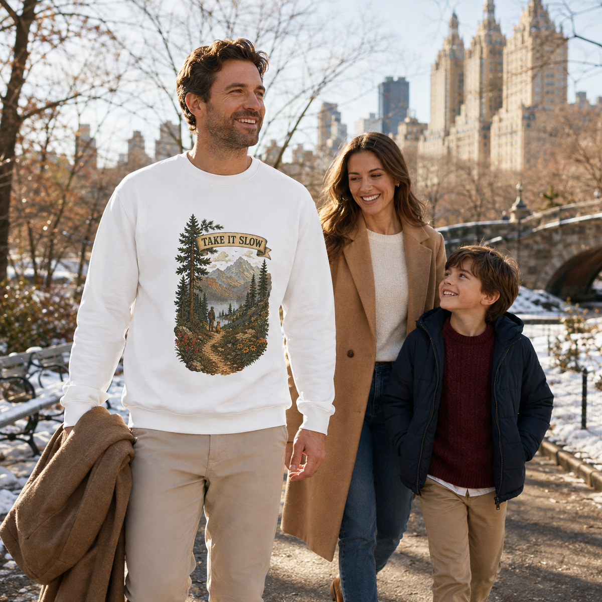 Take It Slow Mountain Sweatshirt — Vintage Hiking Crewneck - Sweatshirt - Image 2