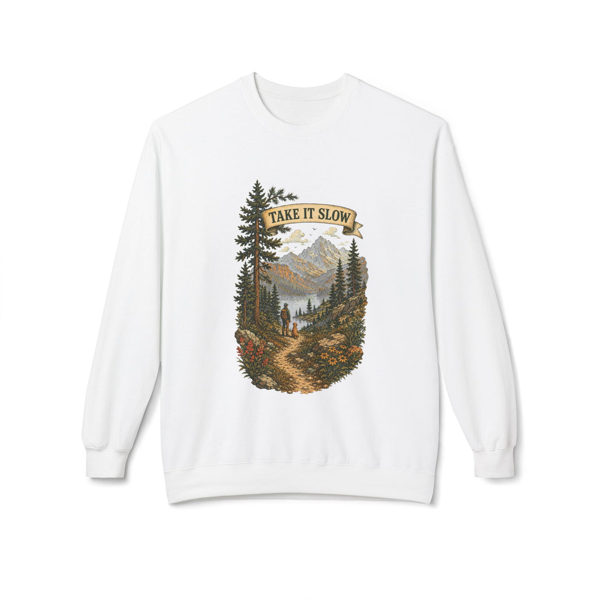 Take It Slow Mountain Sweatshirt — Vintage Hiking Crewneck - Sweatshirt - Image 5