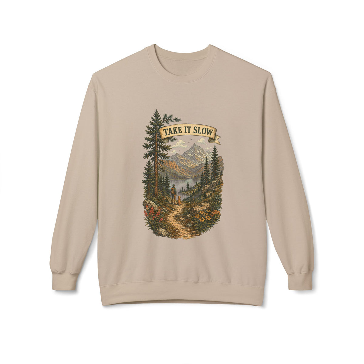 Take It Slow Mountain Sweatshirt — Vintage Hiking Crewneck - Sweatshirt - Image 4