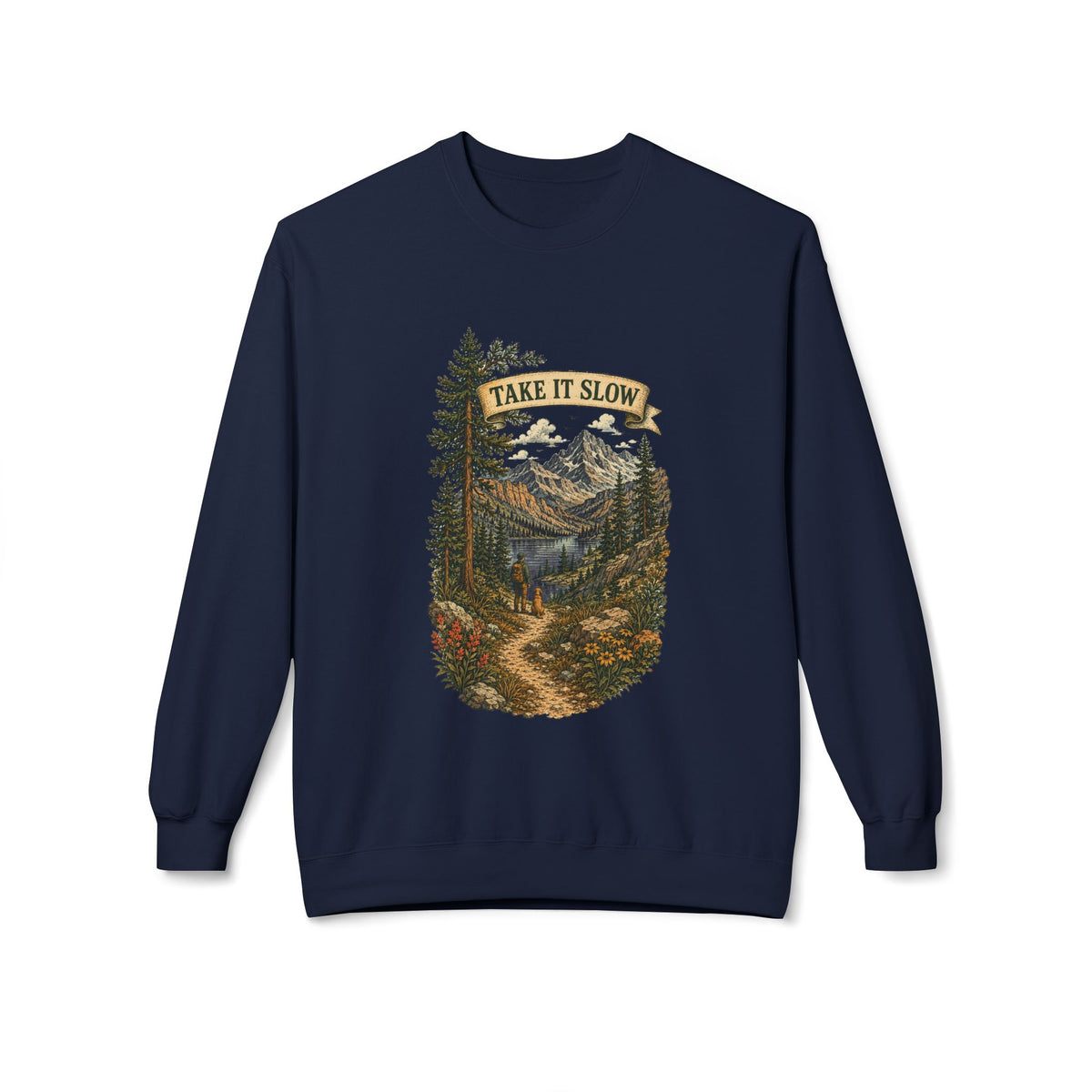 Take It Slow Mountain Sweatshirt — Vintage Hiking Crewneck - Sweatshirt - Image 7