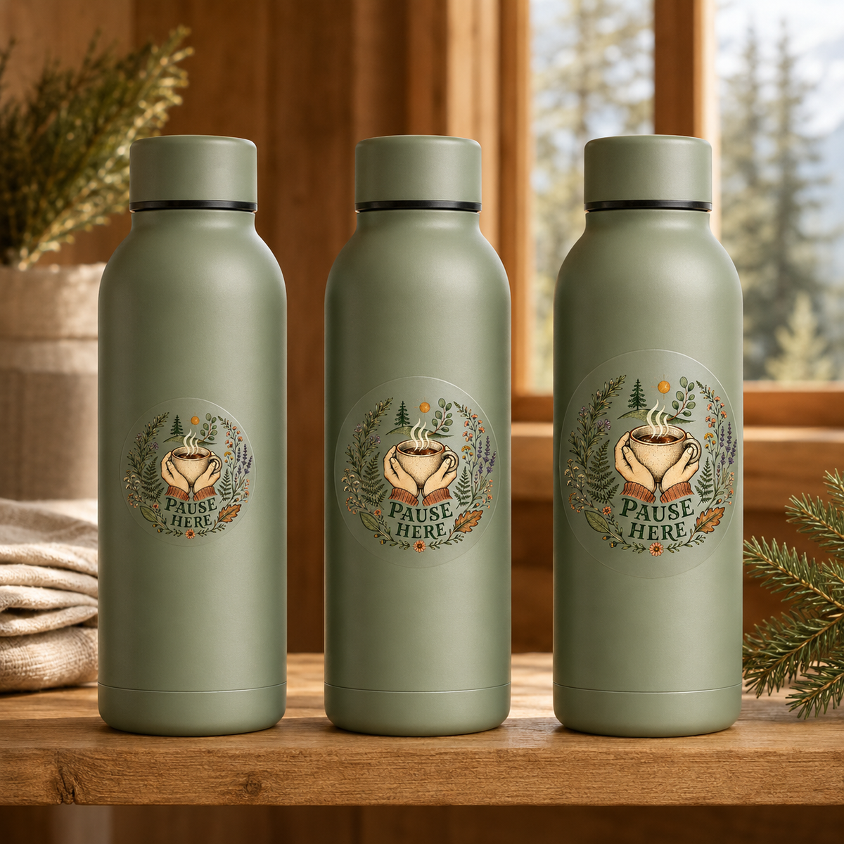 Pause Here Transparent Sticker — Coffee & Nature Vinyl Decal (3″, 4″ & 5″) - Paper products - Image 7