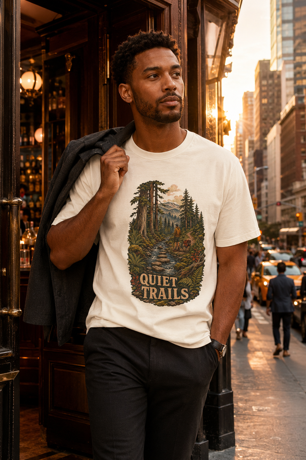 Quiet Trails T-Shirt — Vintage Mountain Hiking Tee - T-Shirt - Image 2