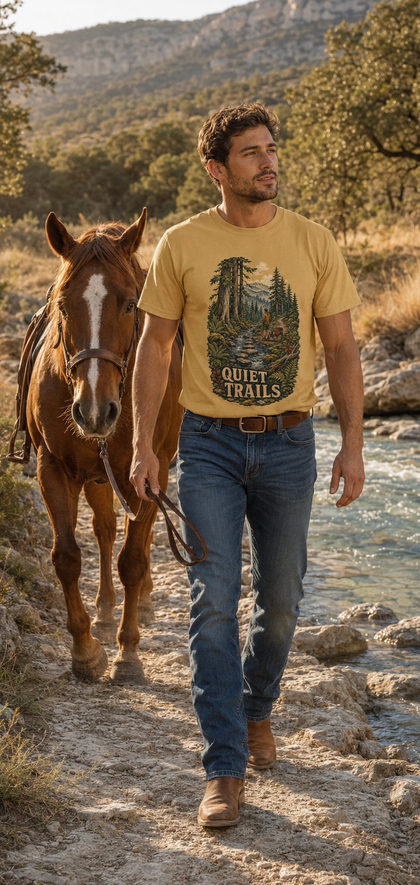 Quiet Trails T-Shirt — Vintage Mountain Hiking Tee - T-Shirt - Image 3