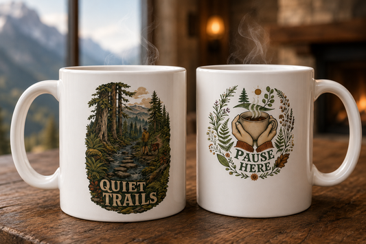Quiet Trails Mug — Mountain & Botanical Coffee Cup (11oz & 15oz) - Mug - Image 1