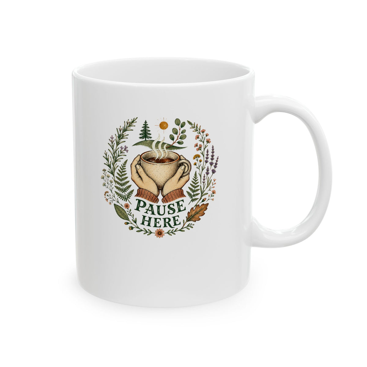 Quiet Trails Mug — Mountain & Botanical Coffee Cup (11oz & 15oz) - Mug - Image 4