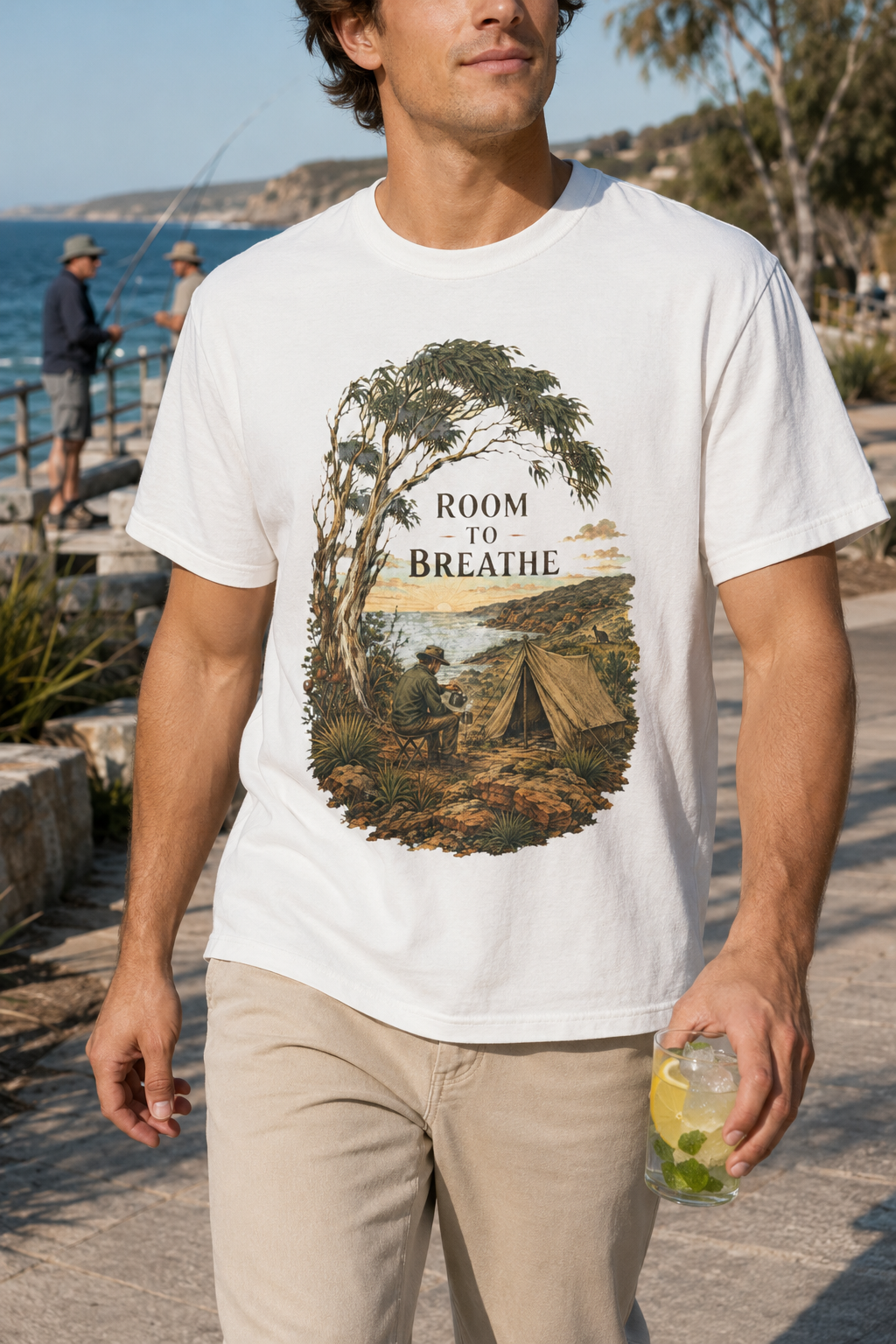 Room to Breathe T-Shirt — Vintage Coastal Camping Tee - T-Shirt - Image 1