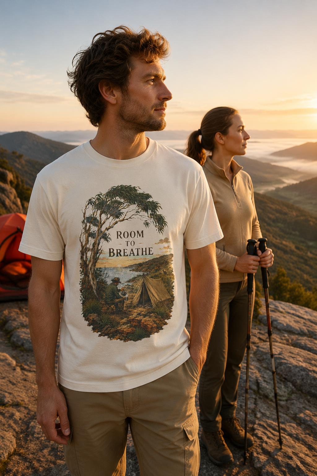 Room to Breathe T-Shirt — Vintage Coastal Camping Tee - T-Shirt - Image 2
