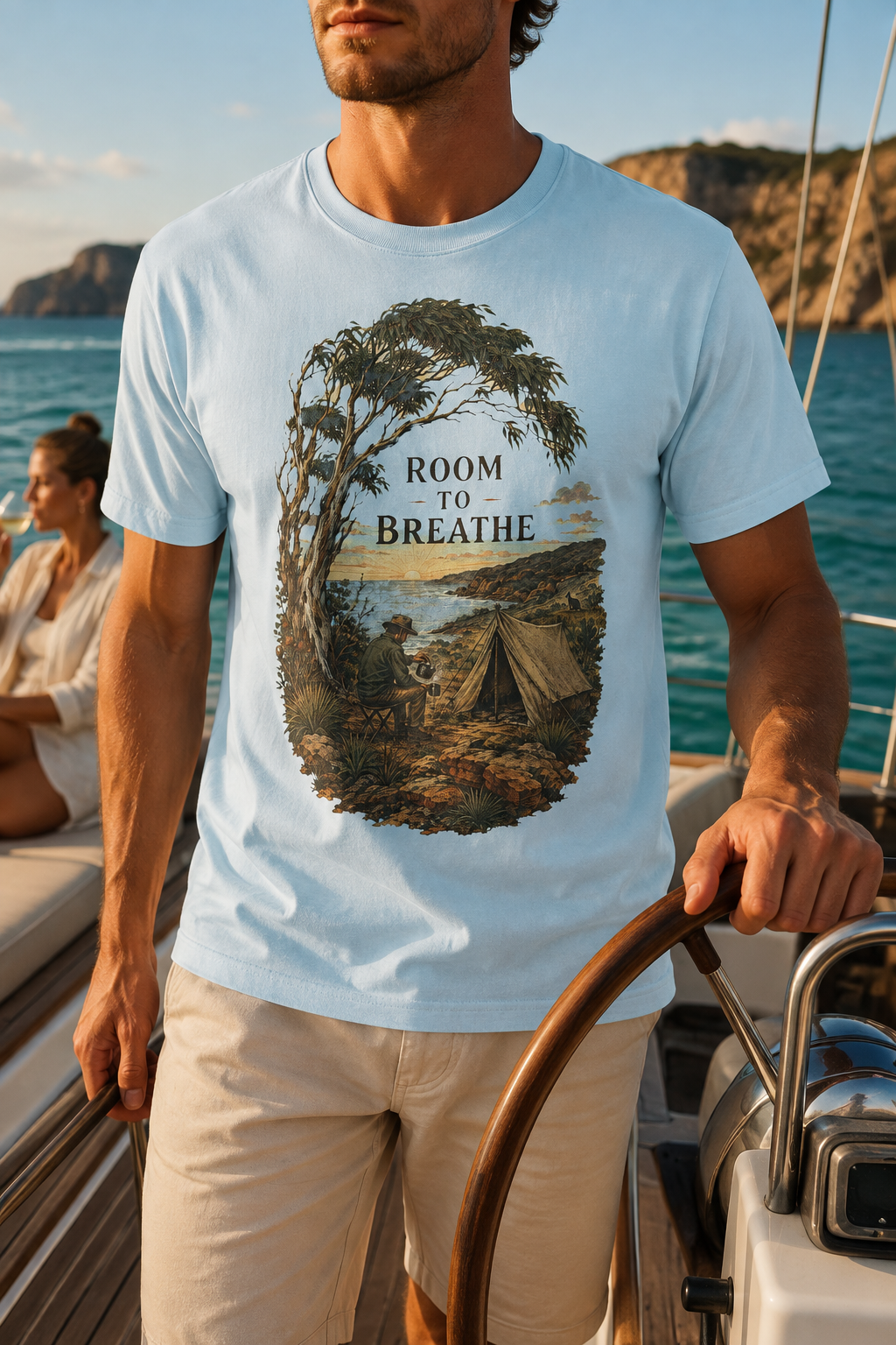 Room to Breathe T-Shirt — Vintage Coastal Camping Tee - T-Shirt - Image 3