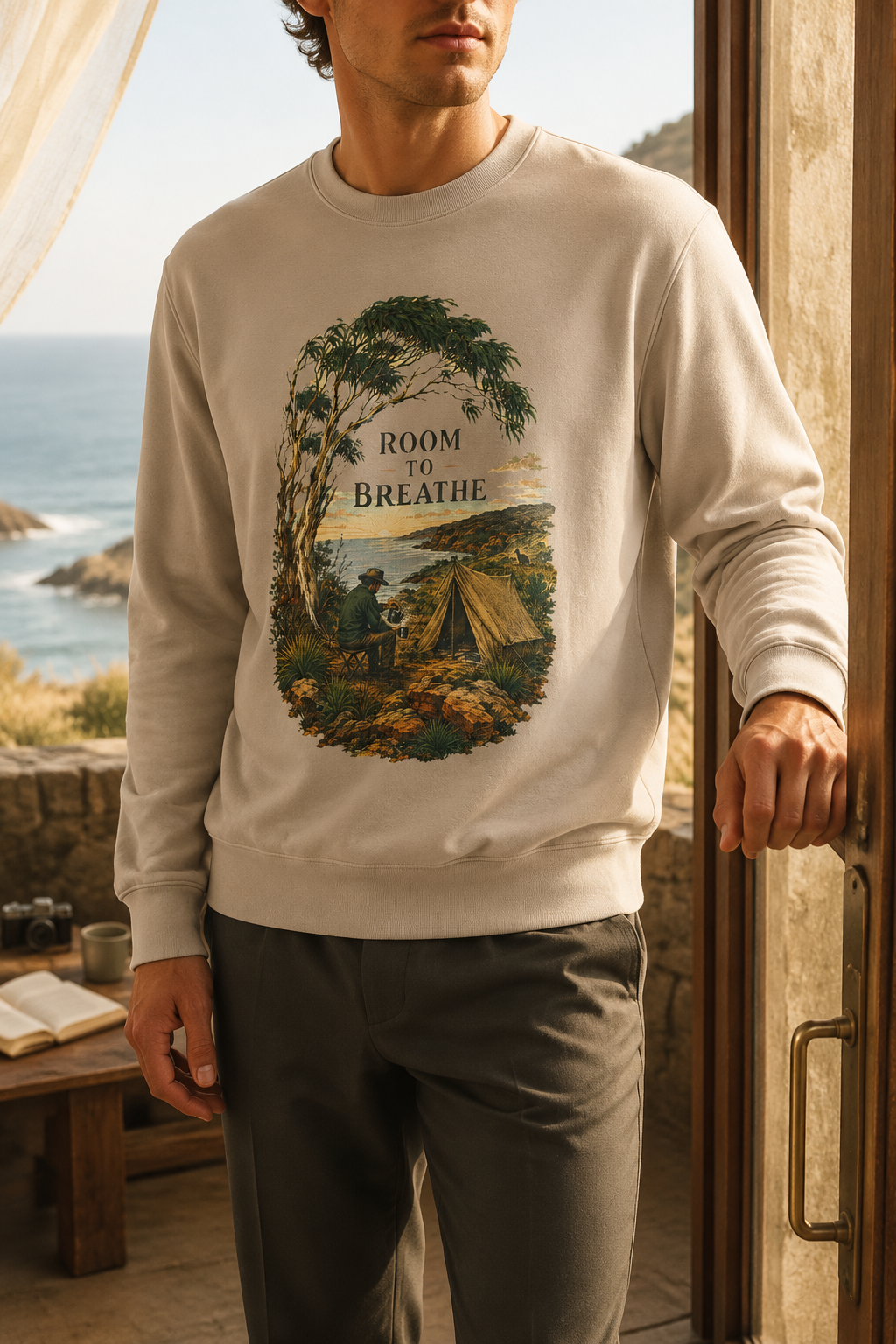 Room to Breathe Sweatshirt — Vintage Coastal Camping Crewneck - Sweatshirt - Image 2