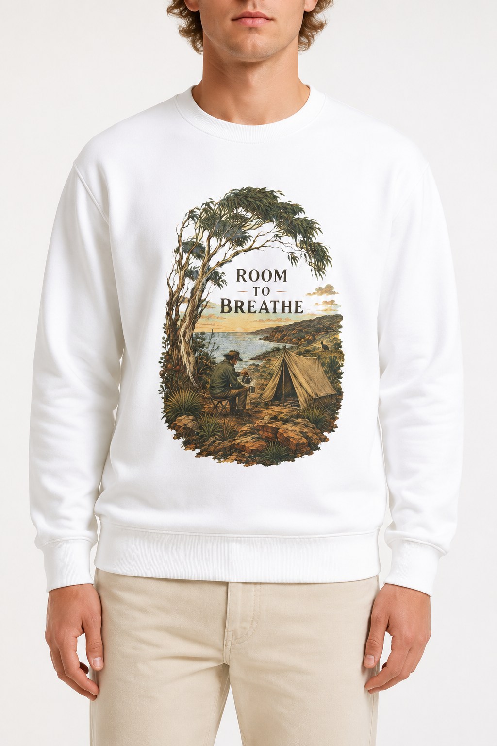 Room to Breathe Sweatshirt — Vintage Coastal Camping Crewneck - Sweatshirt - Image 3