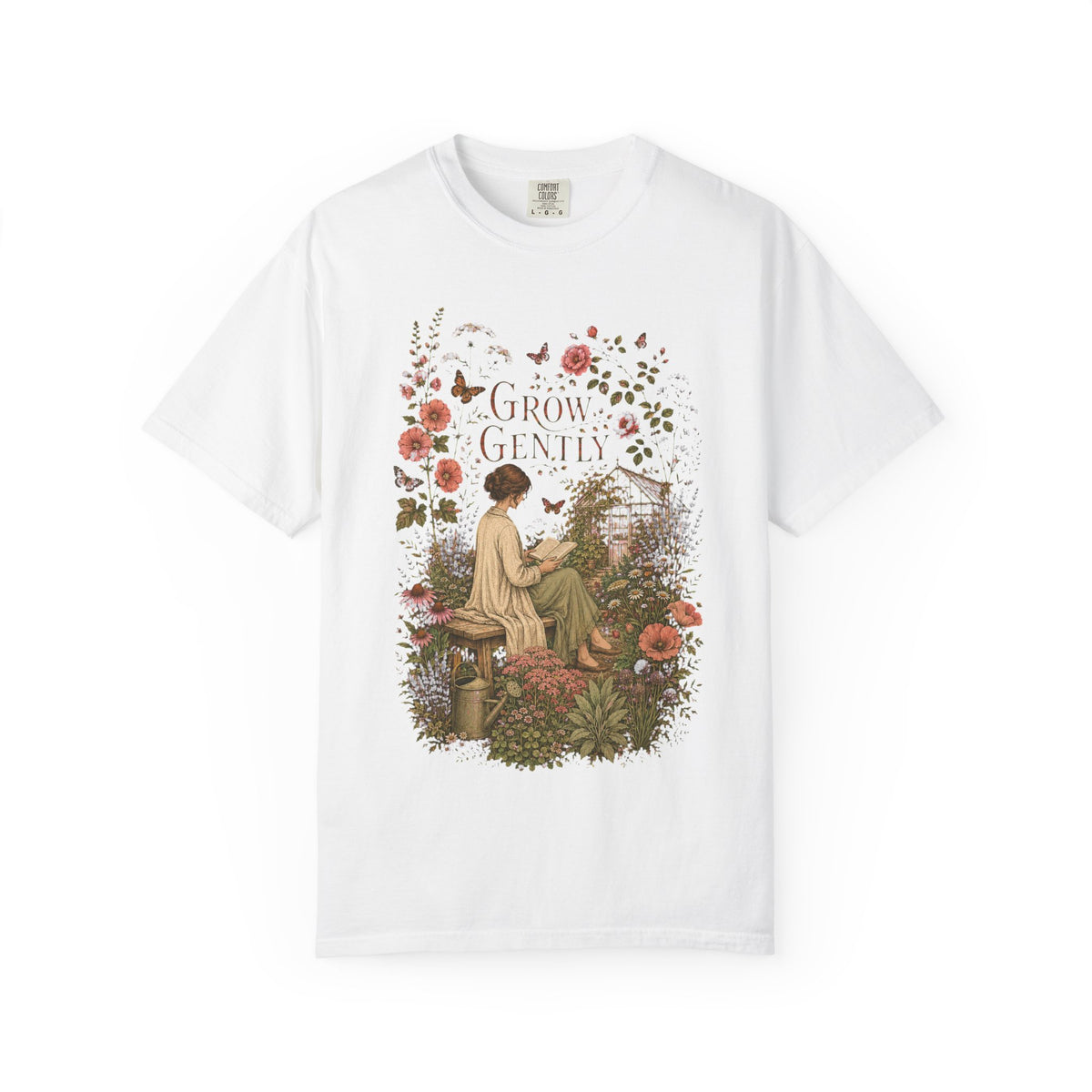 Grow Gently T-Shirt — Vintage Floral Garden Tee - T-Shirt - Image 4