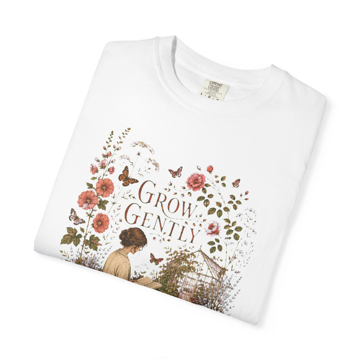 Grow Gently T-Shirt — Vintage Floral Garden Tee - T-Shirt - Image 3