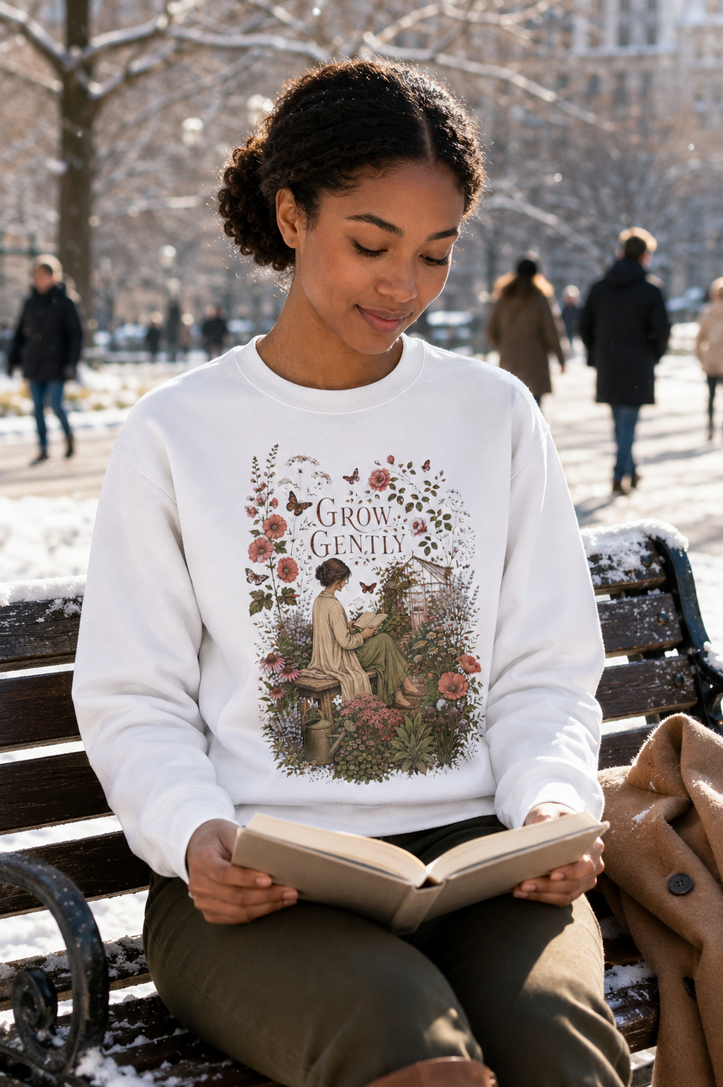 Grow Gently Sweatshirt — Vintage Floral Garden Crewneck - Sweatshirt - Image 1