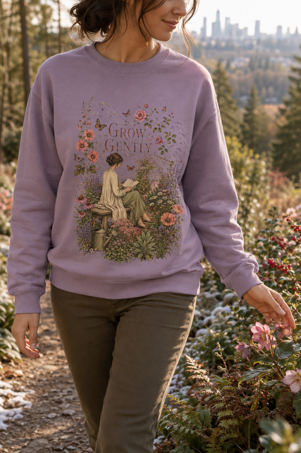 Grow Gently Sweatshirt — Vintage Floral Garden Crewneck - Sweatshirt - Image 3