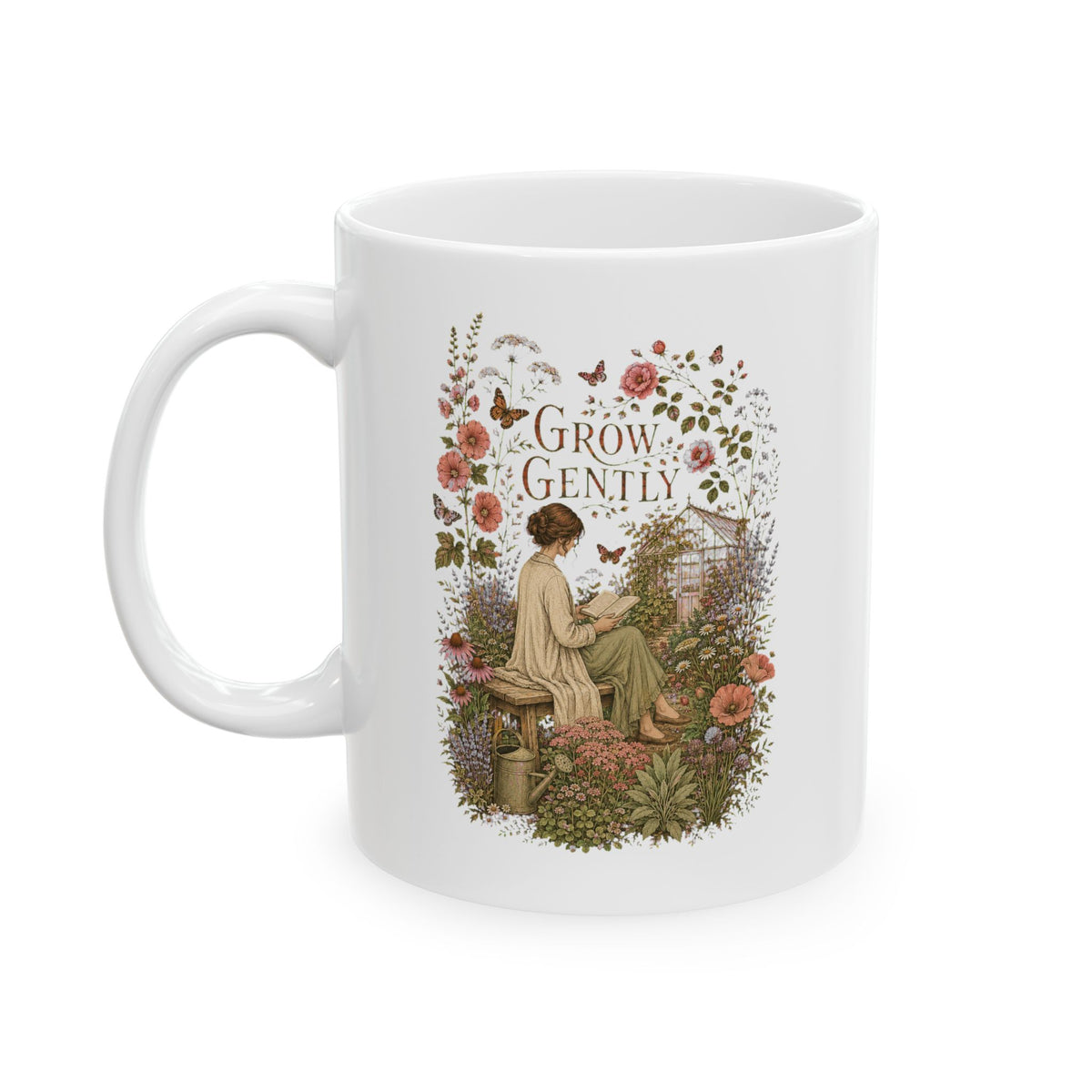 Grow Gently Floral Mug – Botanical Ceramic Coffee Cup (11oz & 15oz) - Mug - Image 3
