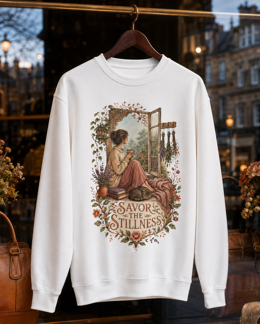 Savor the Stillness Sweatshirt – Vintage Cottagecore Crewneck - Sweatshirt - Image 2