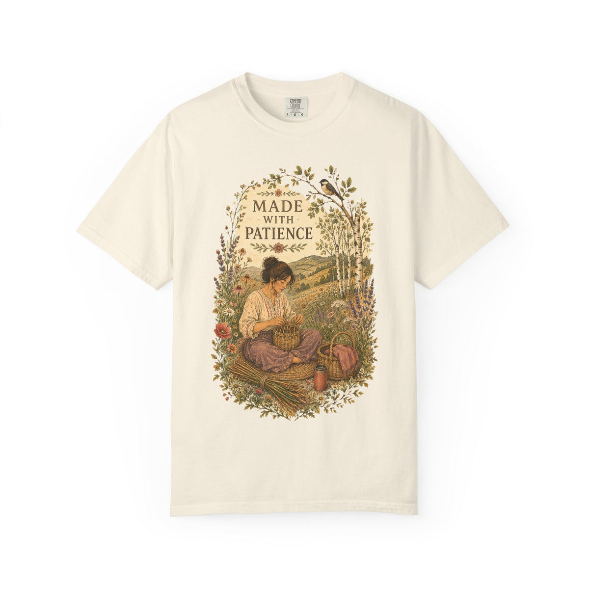 Made With Patience T-Shirt — Vintage Wildflower & Craft Graphic Tee - T-Shirt - Image 6