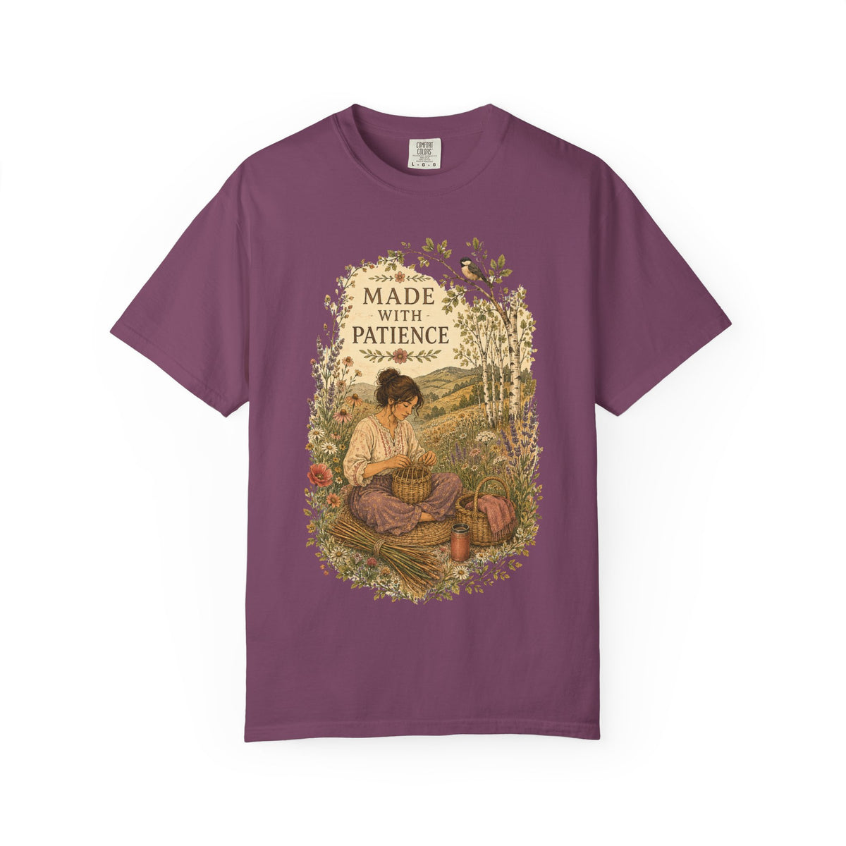 Made With Patience T-Shirt — Vintage Wildflower & Craft Graphic Tee - T-Shirt - Image 4