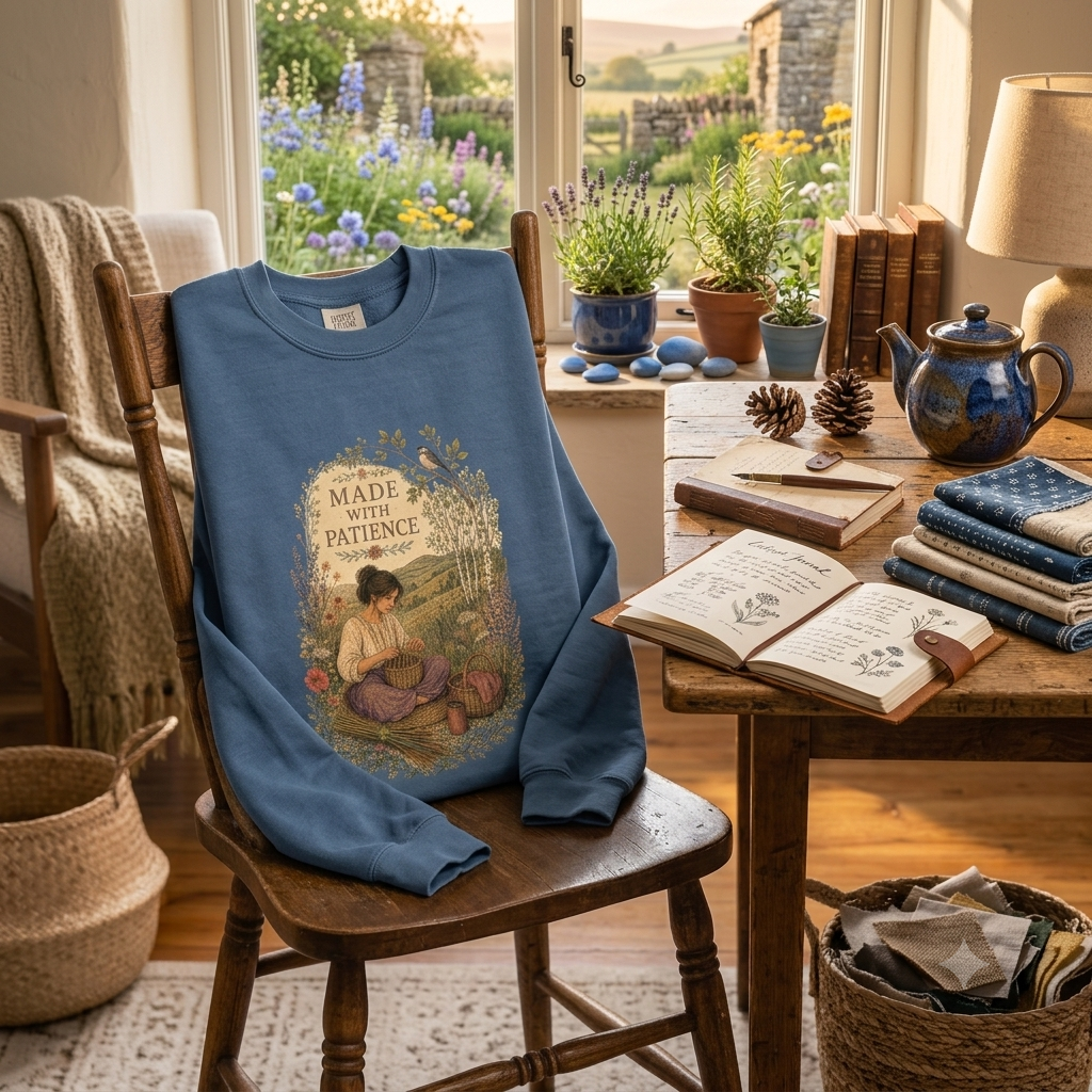 Made With Patience Sweatshirt — Cozy Vintage Flower Arranger Crewneck - Sweatshirt - Image 4