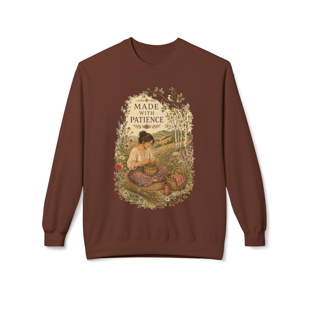 Made With Patience Sweatshirt — Cozy Vintage Flower Arranger Crewneck - Sweatshirt - Image 6