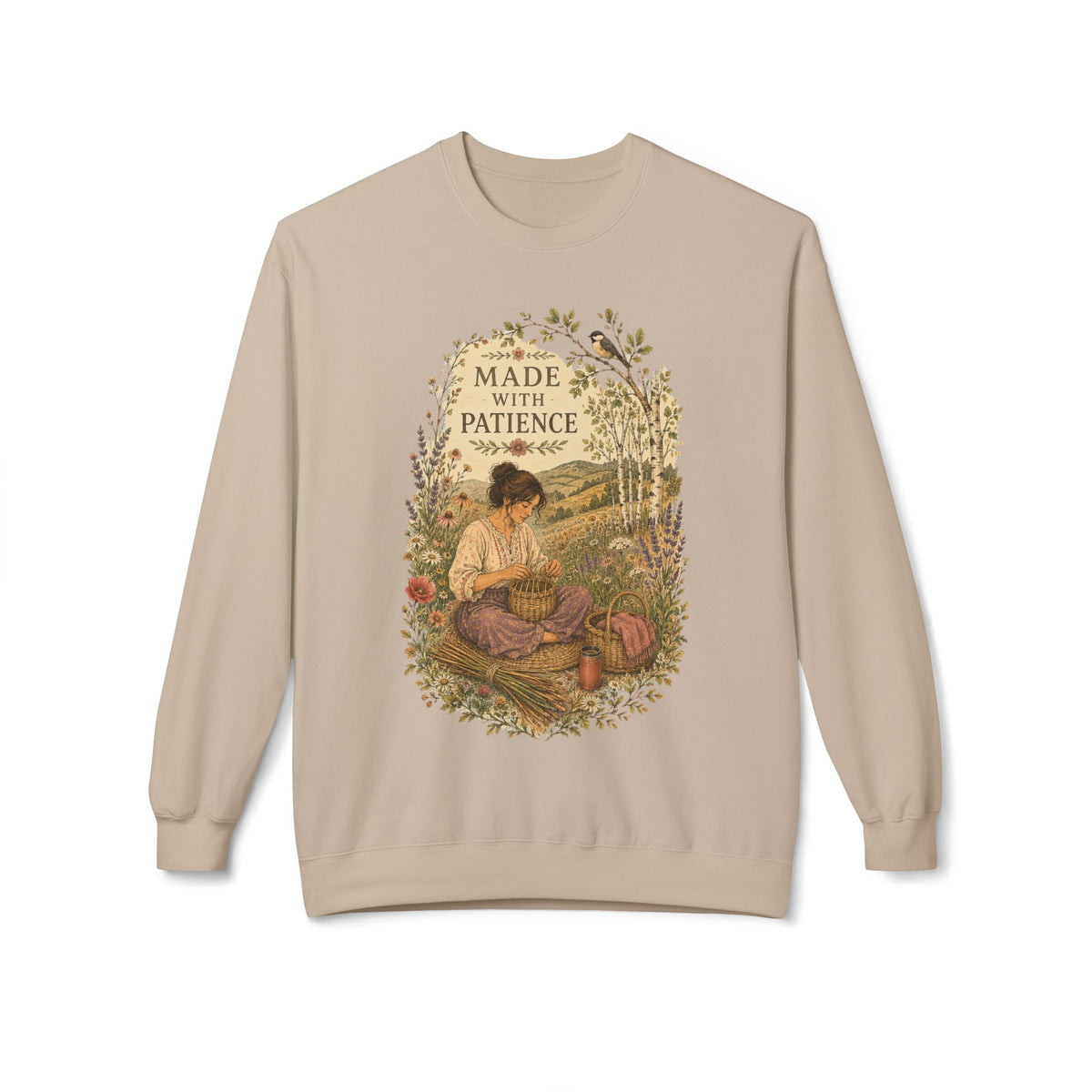 Made With Patience Sweatshirt — Cozy Vintage Flower Arranger Crewneck - Sweatshirt - Image 8