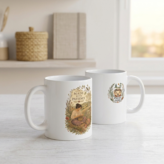 Made With Patience Mug — Vintage Cottagecore Wildflower Ceramic Coffee Cup (11oz, 15oz) - Mug - Image 2
