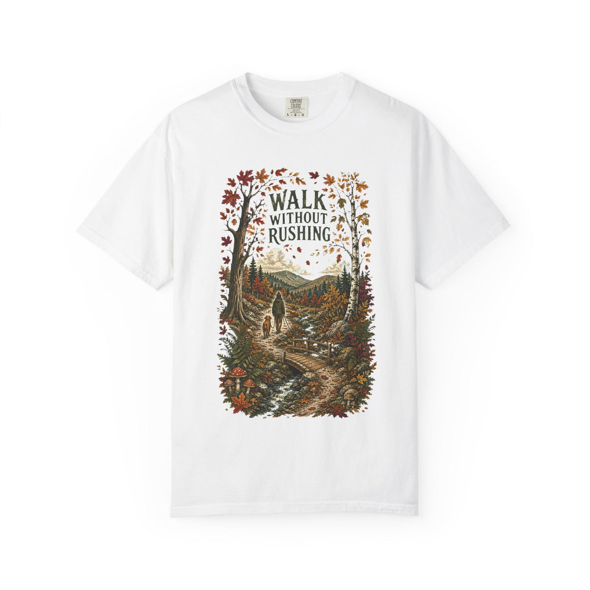Walk Without Rushing Unisex T-Shirt — Vintage Forest Hiking Graphic Tee - T-Shirt - Image 7